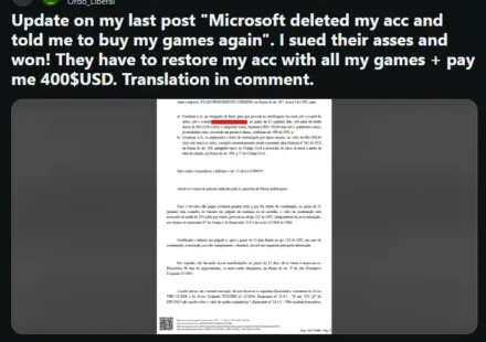 Microsoft lawsuit a user who claimed that microsoft deleted his account and asked to buy it again